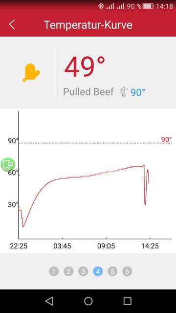 Temperaturverlauf Pulled Beef